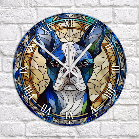 Boston Terrier Suncatcher Effect Clock